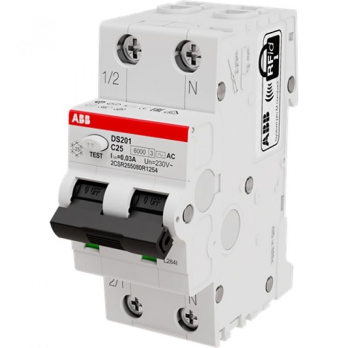 Автоматический выключатель дифференциального тока ABB DS201 C25 AC30 2CSR255080R1254 Автоматический выключатель дифференциального тока ABB DS201 C25 AC30 2CSR255080R1254