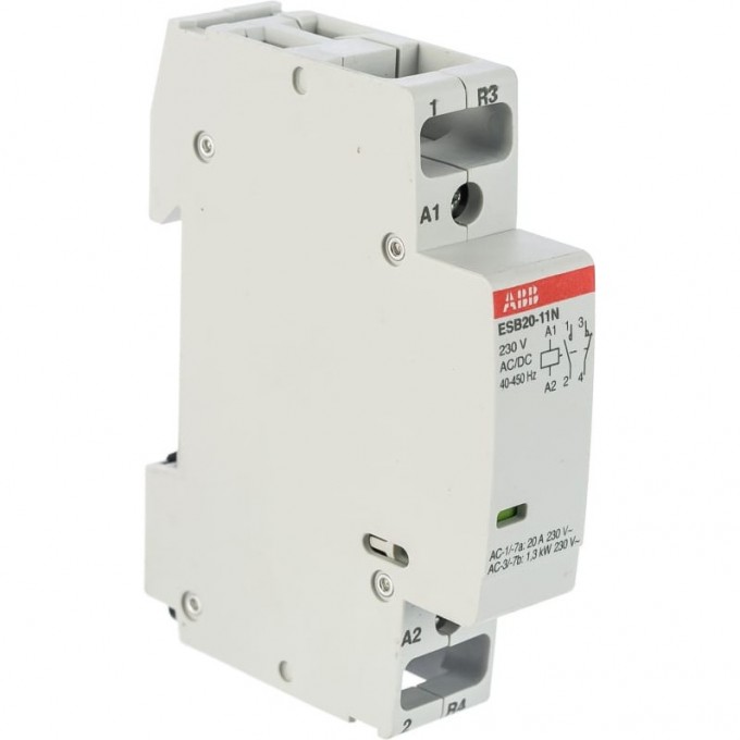 Контактор ABB ESB20-11N-06 модульный (20А АС-1 1НО+1НЗ) катушка 230В AC/DC 1SBE121111R0611 Контактор ABB ESB20-11N-06 модульный (20А АС-1 1НО+1НЗ) катушка 230В AC/DC 1SBE121111R0611