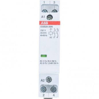 Контактор ABB ESB20-20N-06 модульный (20А АС-1 2НО) катушка 230В AC/DC
