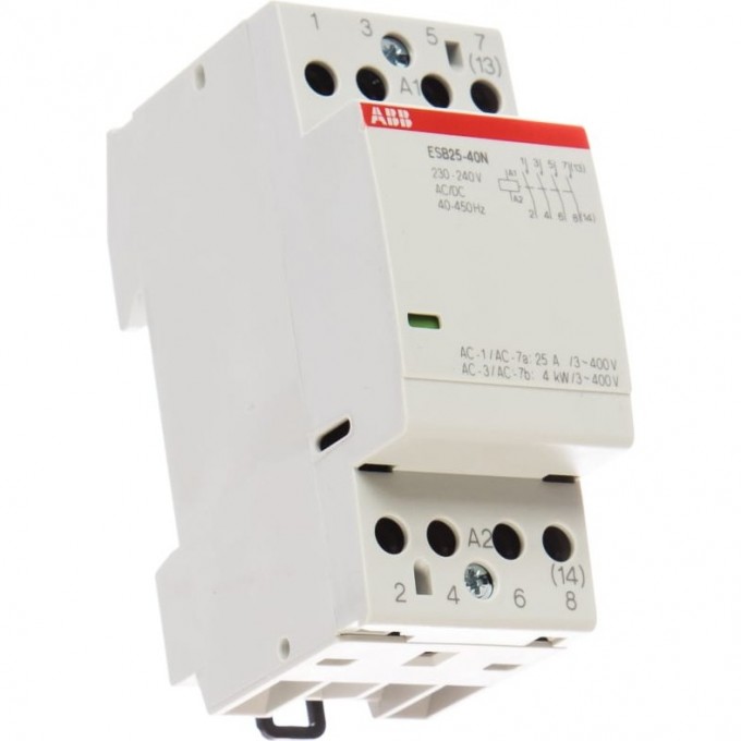 Контактор ABB ESB25-40N-06 модульный (25А АС-1 4НО) катушка 230В AC/DC 1SAE231111R0640 Контактор ABB ESB25-40N-06 модульный (25А АС-1 4НО) катушка 230В AC/DC 1SAE231111R0640