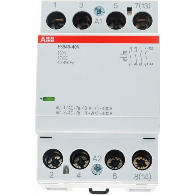 Контактор ABB ESB40-40N-06 модульный (40А АС-1 4НО) катушка 230В AC/DC 1SAE341111R0640 Контактор ABB ESB40-40N-06 модульный (40А АС-1 4НО) катушка 230В AC/DC 1SAE341111R0640