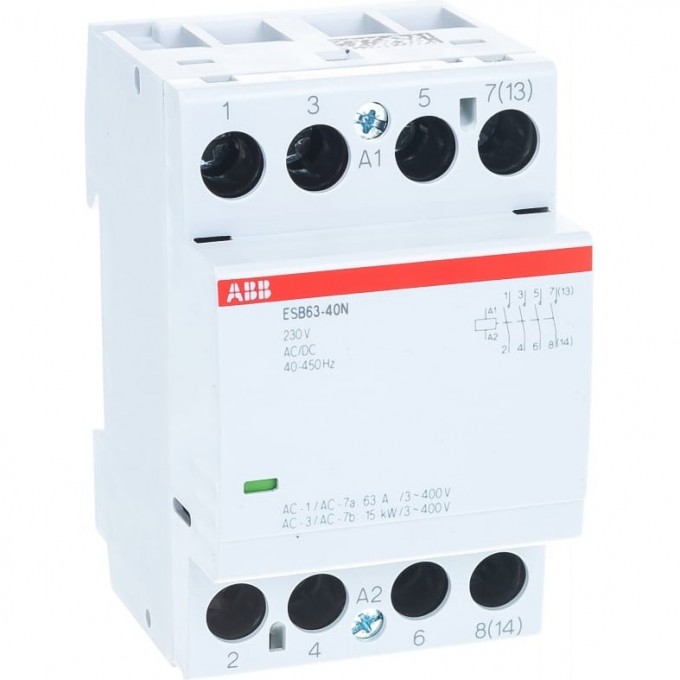 Контактор ABB ESB63-40N-06 модульный (63А АС-1 4НО) катушка 230В AC/DC 1SAE351111R0640 Контактор ABB ESB63-40N-06 модульный (63А АС-1 4НО) катушка 230В AC/DC 1SAE351111R0640