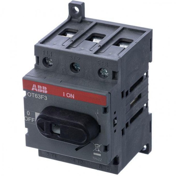 Рубильник ABB 3п OT63F3 63А (45А AC23) 1SCA105332R1001 Рубильник ABB 3п OT63F3 63А (45А AC23) 1SCA105332R1001