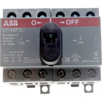 Рубильник реверсивный ABB OT40F3C 40А (23А AC23)