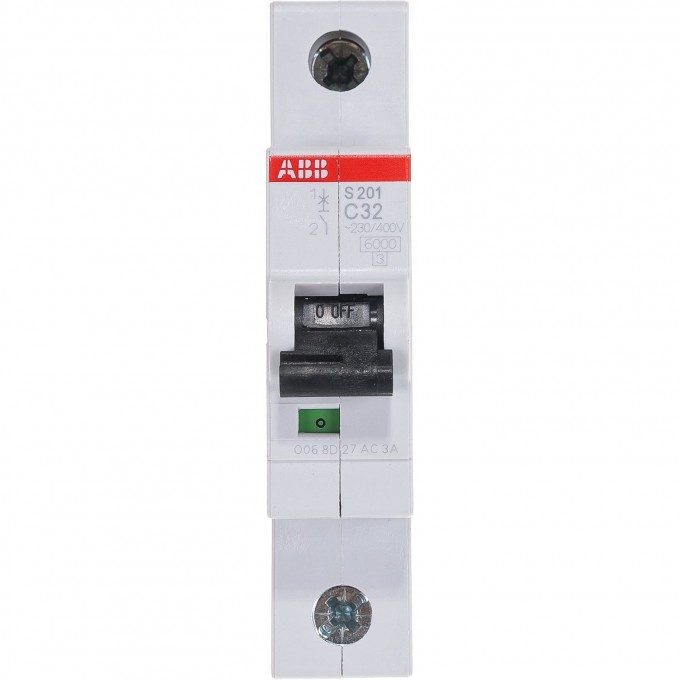 Выключатель автоматический модульный ABB S201 1п C 32А 6кА C32 2CDS251001R0324 Выключатель автоматический модульный ABB S201 1п C 32А 6кА C32 2CDS251001R0324