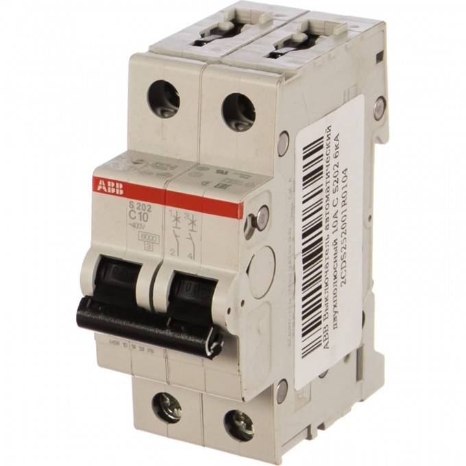 Выключатель автоматический модульный ABB S202 2п C 10А 6кА C10 2CDS252001R0104 Выключатель автоматический модульный ABB S202 2п C 10А 6кА C10 2CDS252001R0104