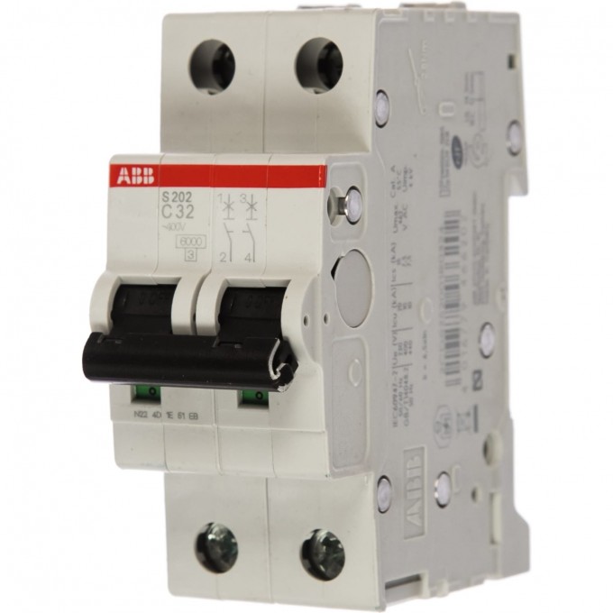Выключатель автоматический модульный ABB S202 2п C 32А 6кА C32 2CDS252001R0324 Выключатель автоматический модульный ABB S202 2п C 32А 6кА C32 2CDS252001R0324