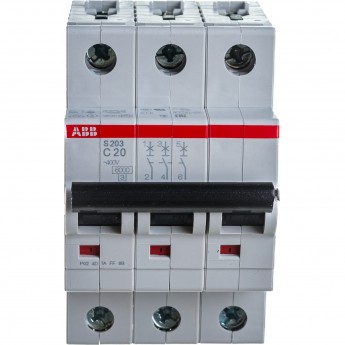 Выключатель автоматический модульный ABB S203 3п C 20А 6кА C20