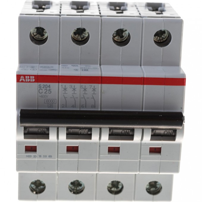 Выключатель автоматический модульный ABB S204 4п C 25А 6кА C25 2CDS254001R0254 Выключатель автоматический модульный ABB S204 4п C 25А 6кА C25 2CDS254001R0254