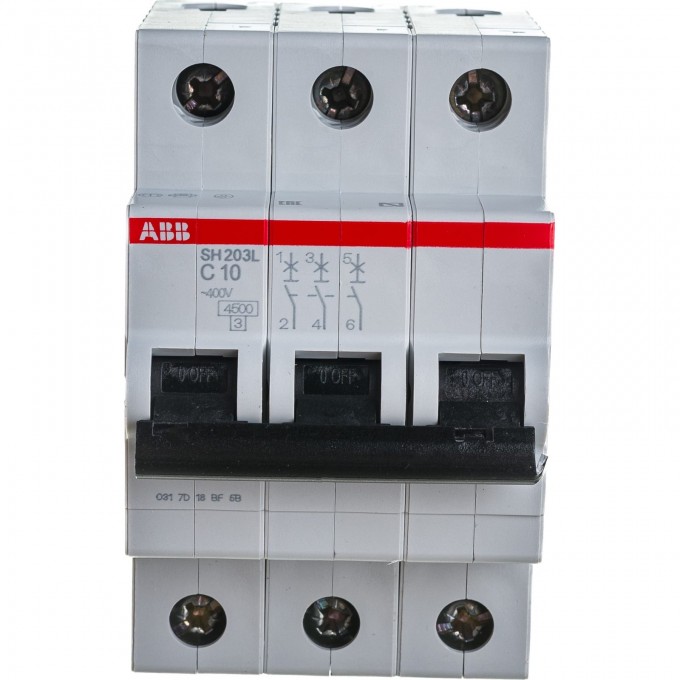 Выключатель автоматический модульный ABB SH203L 3п C 10А 4.5кА C10 2CDS243001R0104 Выключатель автоматический модульный ABB SH203L 3п C 10А 4.5кА C10 2CDS243001R0104
