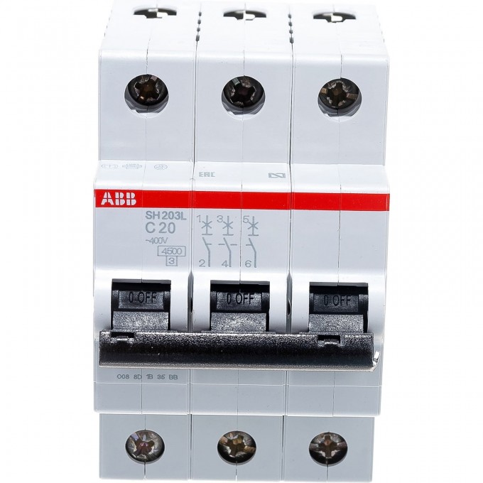 Выключатель автоматический модульный ABB SH203L 3п C 20А 4.5кА C20 2CDS243001R0204 Выключатель автоматический модульный ABB SH203L 3п C 20А 4.5кА C20 2CDS243001R0204