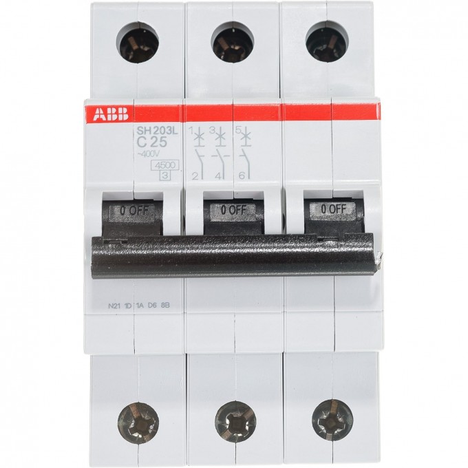 Выключатель автоматический модульный ABB SH203L 3п C 25А 4.5кА C25 2CDS243001R0254 Выключатель автоматический модульный ABB SH203L 3п C 25А 4.5кА C25 2CDS243001R0254