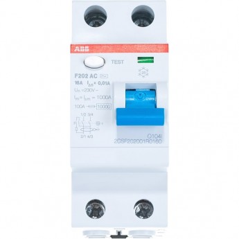 Выключатель дифференциального тока (УЗО) ABB 2п 16А 10мА тип AC F202