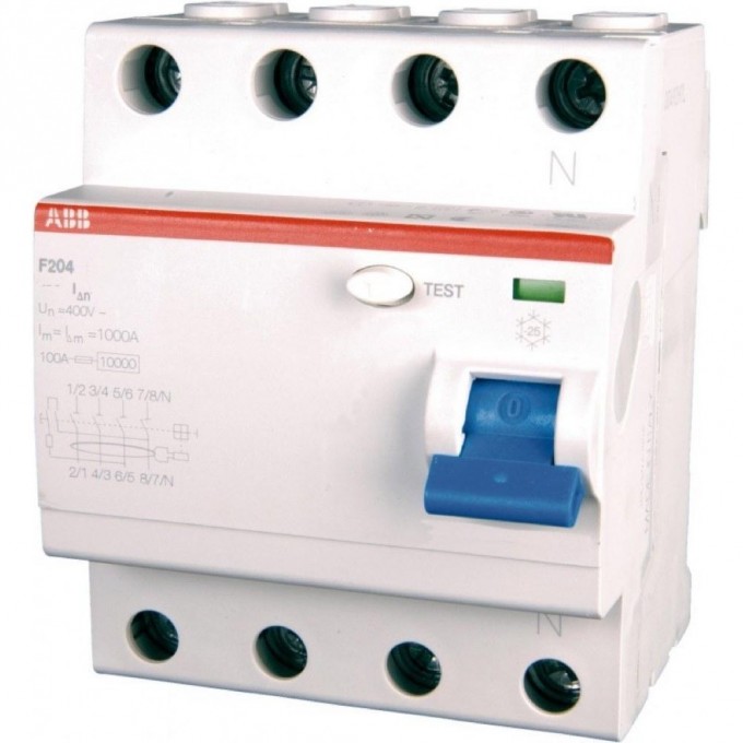 Выключатель дифференциального тока (УЗО) ABB 4п 63А 100мА тип AC F204 2CSF204001R2630 Выключатель дифференциального тока (УЗО) ABB 4п 63А 100мА тип AC F204 2CSF204001R2630