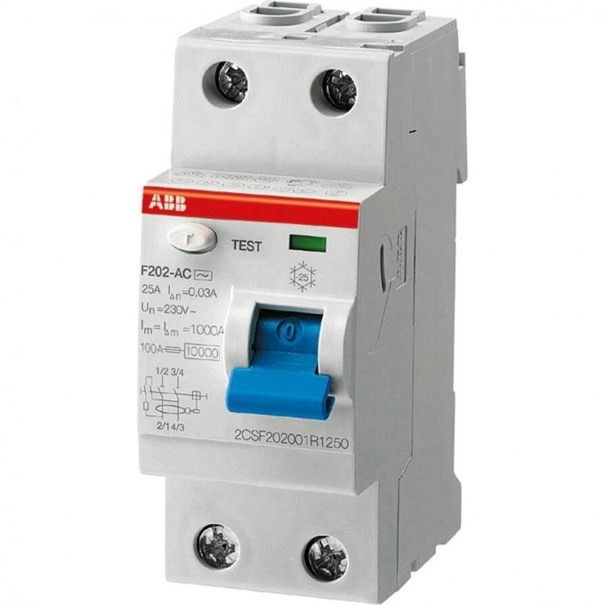 Выключатель дифференциального тока (УЗО) ABB F202 2п 40А 30мА тип A 2CSF202101R1400 Выключатель дифференциального тока (УЗО) ABB F202 2п 40А 30мА тип A 2CSF202101R1400
